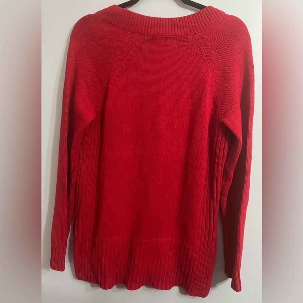 Liz Claiborne Women’s Medium Y2K Lace Up V-Neck Cable Knit Sweater - Picture 2 of 5